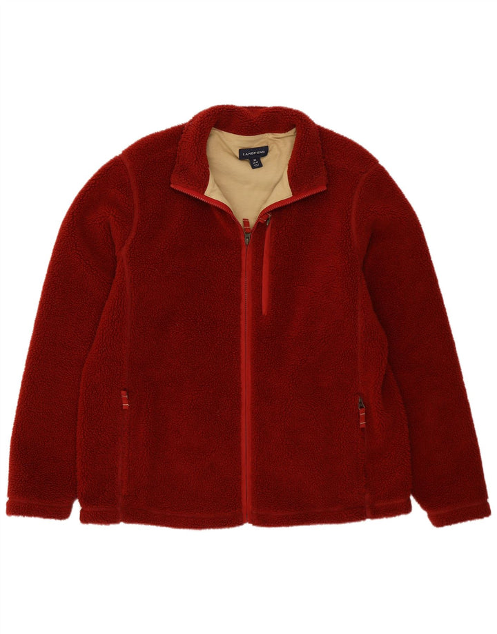Jaqueta de lã masculina Lands End UK 38/40 poliéster vermelho médio