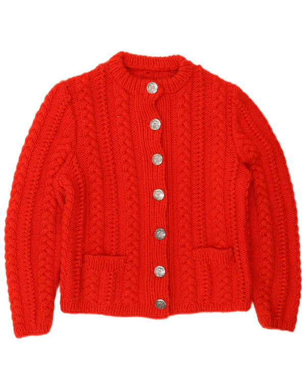Suéter cardigã feminino vintage UK 14 vermelho médio