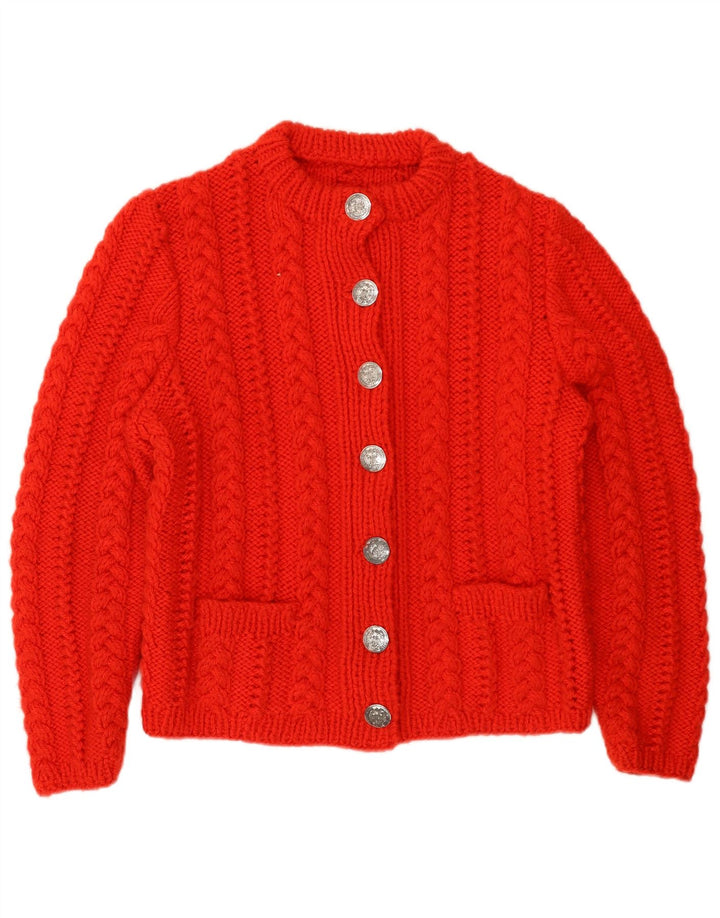 Suéter cardigã feminino vintage UK 14 vermelho médio