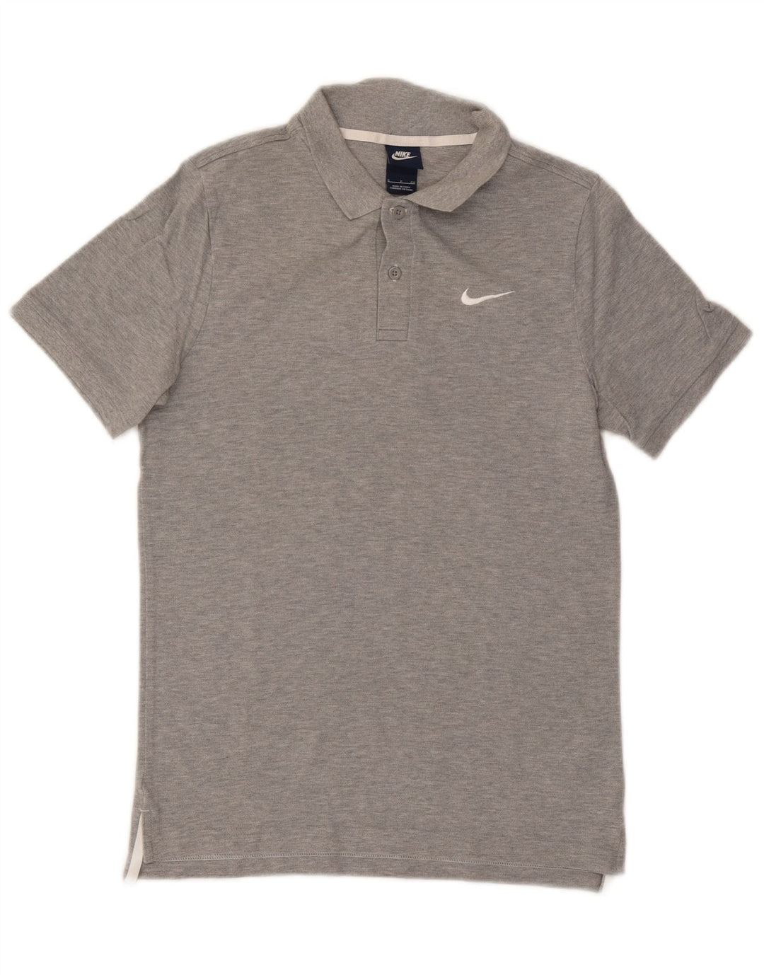 Camisa polo masculina Nike pequena cinza manchada de algodão