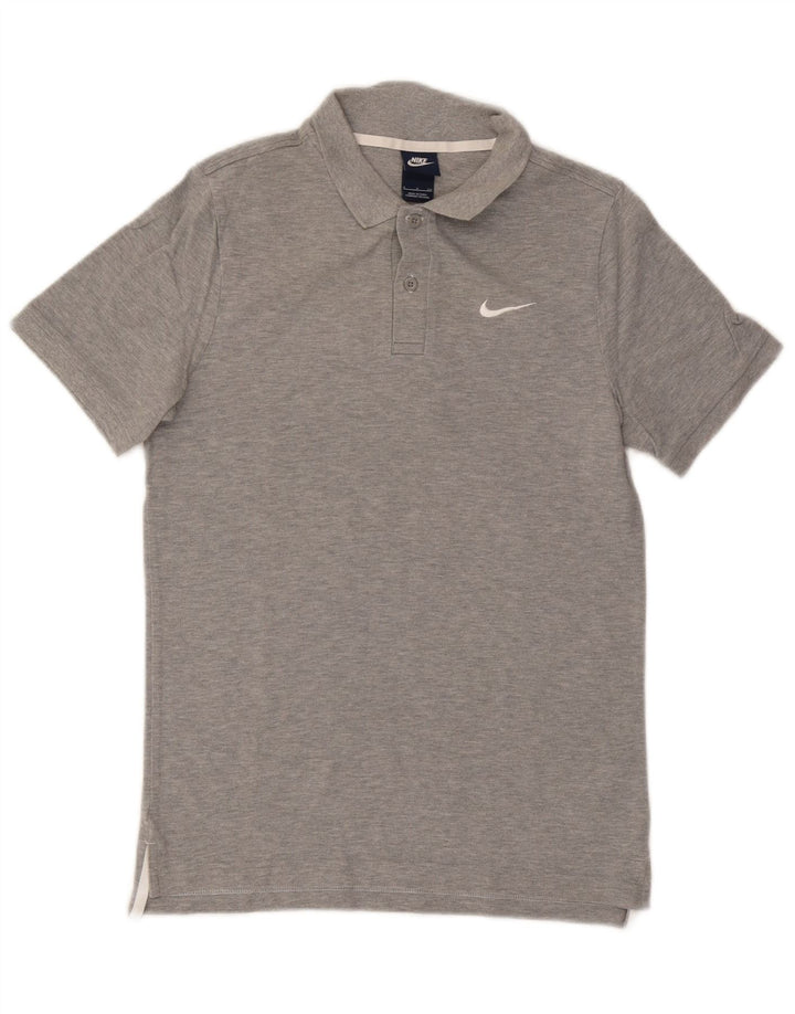 Camisa polo masculina Nike pequena cinza manchada de algodão