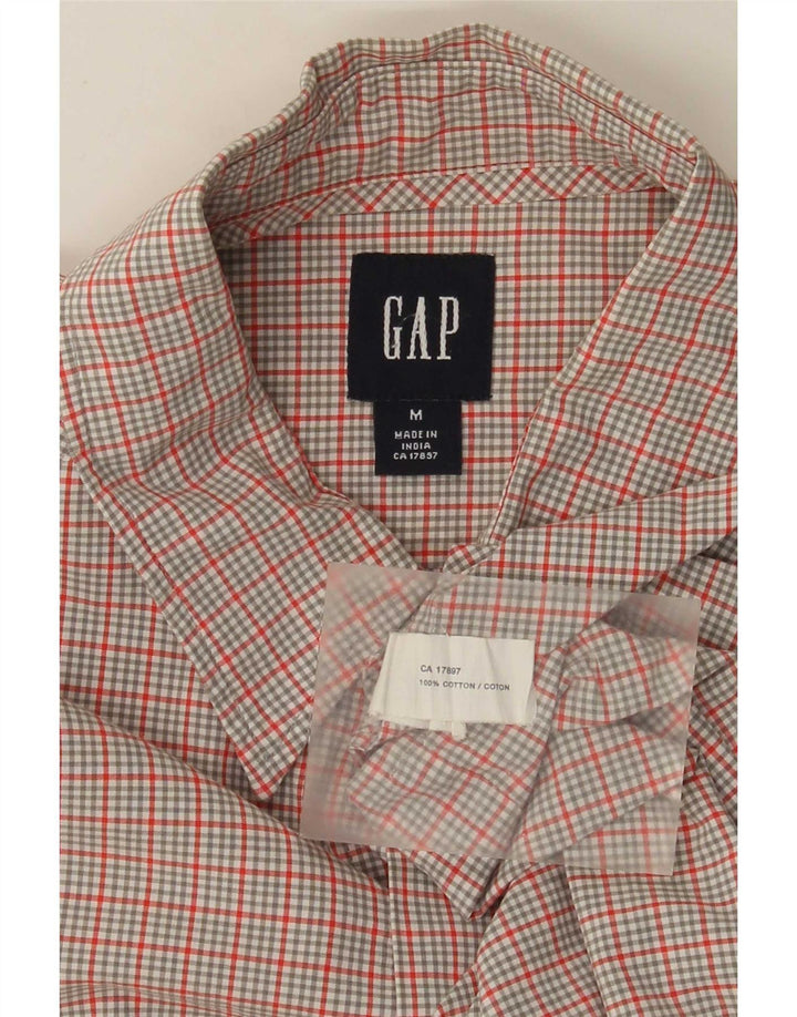 Camisa masculina de manga curta Gap algodão xadrez cinza médio