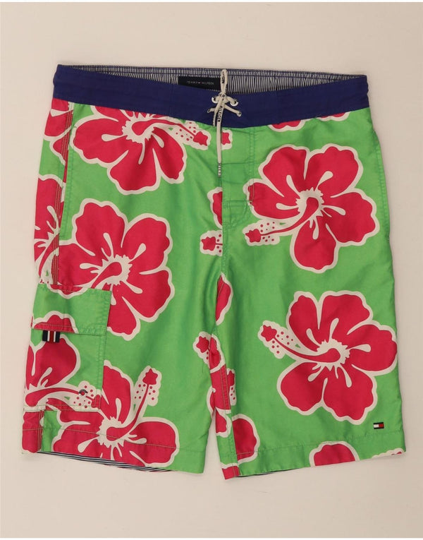 Shorts de natação masculino TOMMY HILFIGER pequeno poliéster floral verde