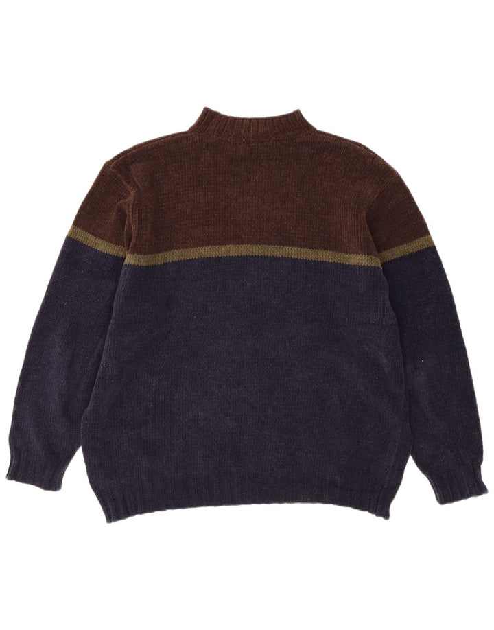 Suéter masculino Marks & Spencer com gola tartaruga XL azul marinho colorblock