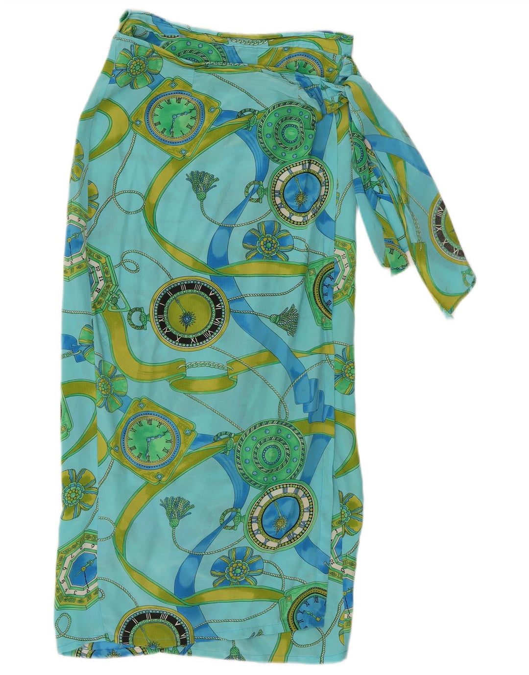 Saia feminina vintage com padrão abstrato W32 grande azul