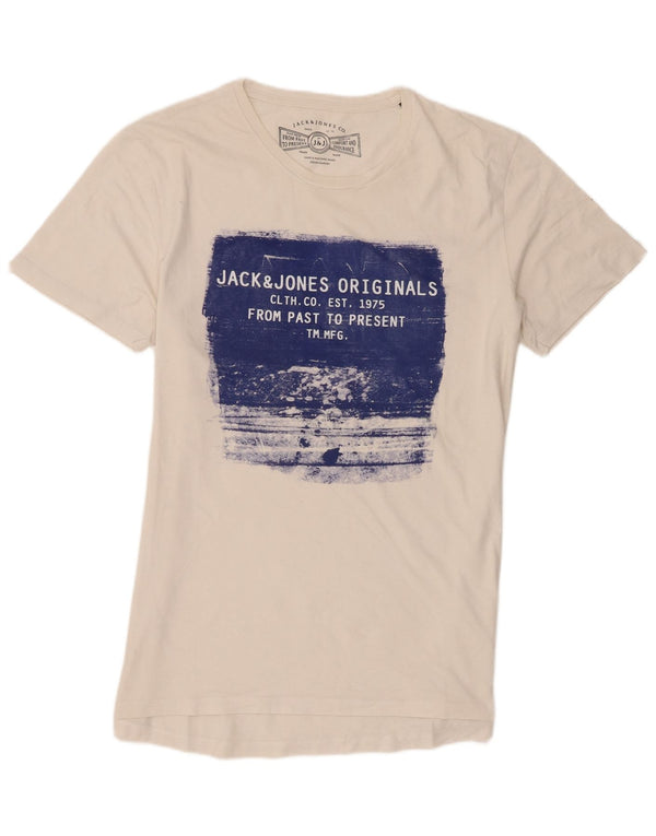 Camiseta gráfica masculina Jack & Jones Top XL algodão branco
