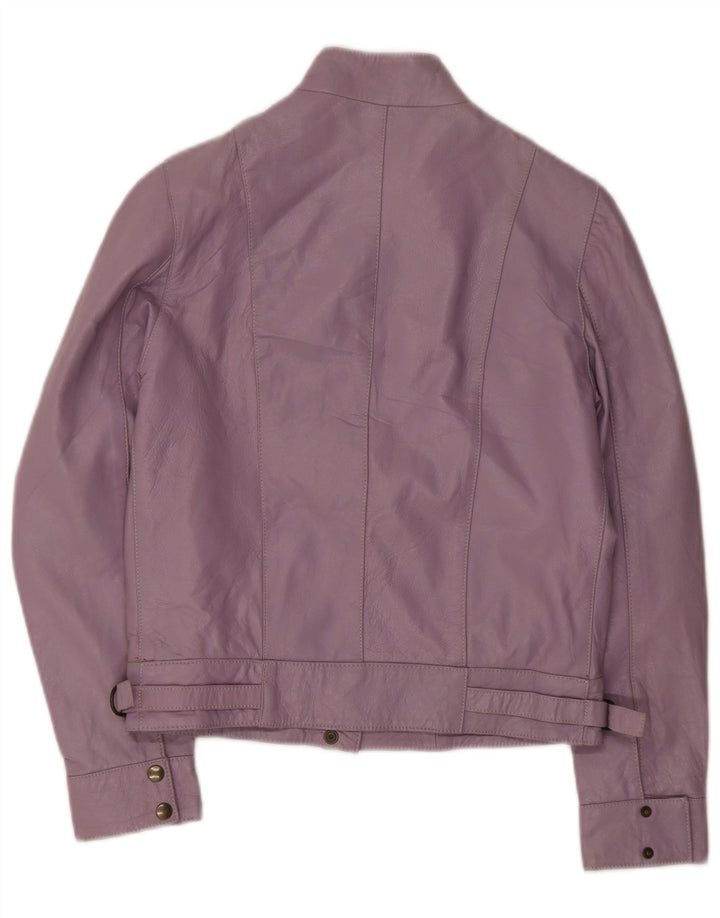 Jaqueta de couro bomber feminina vintage IT 42 couro roxo médio