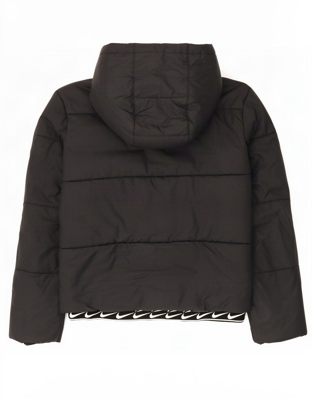 Jaqueta acolchoada com capuz gráfico feminino Nike UK 6 XS preto poliéster