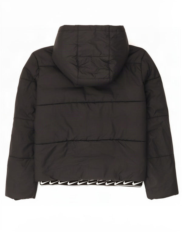 Jaqueta acolchoada com capuz gráfico feminino Nike UK 6 XS preto poliéster