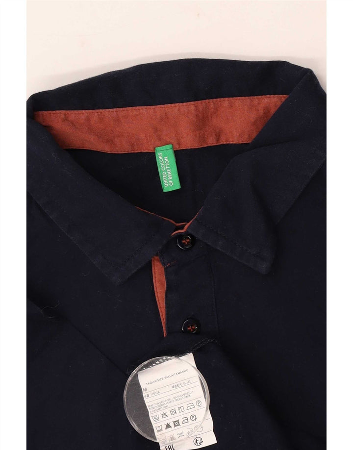 Camisa polo masculina Benetton médio algodão azul marinho