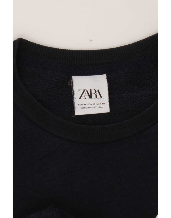 Zara moletom gráfico masculino jumper médio azul marinho