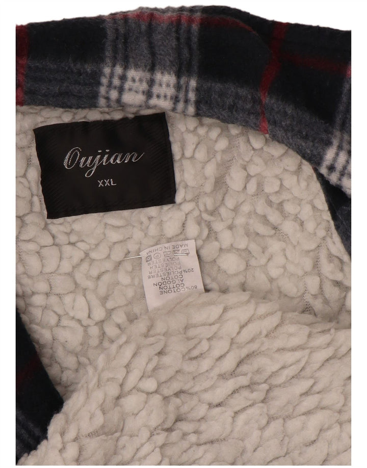 Jaqueta utilitária masculina vintage UK 44 2XL algodão xadrez azul marinho