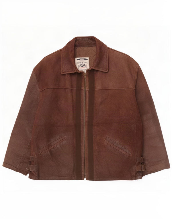 Jaqueta de couro masculina Bayside UK 42 XL marrom