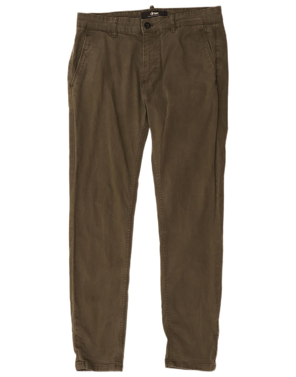 Zara Mens Slim Chino Calças EU 42 Grande W32 L30 Cáqui
