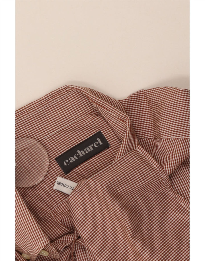 Camisa masculina Cacharel tamanho 16 grande algodão guingão vermelho