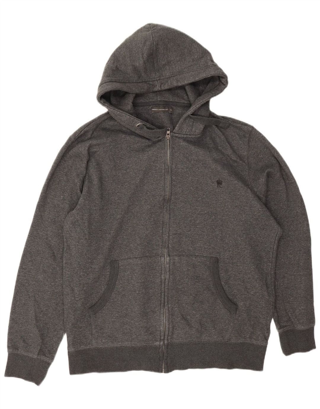 Suéter masculino com capuz e zíper French Connection XL algodão cinza