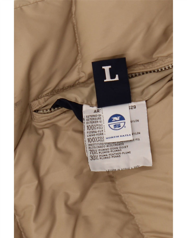 Colete acolchoado reversível masculino North Sails UK 40 grande nylon bege