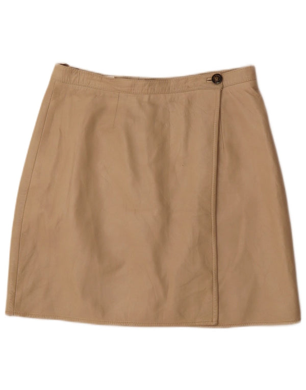 Saia feminina vintage de couro W30 médio bege