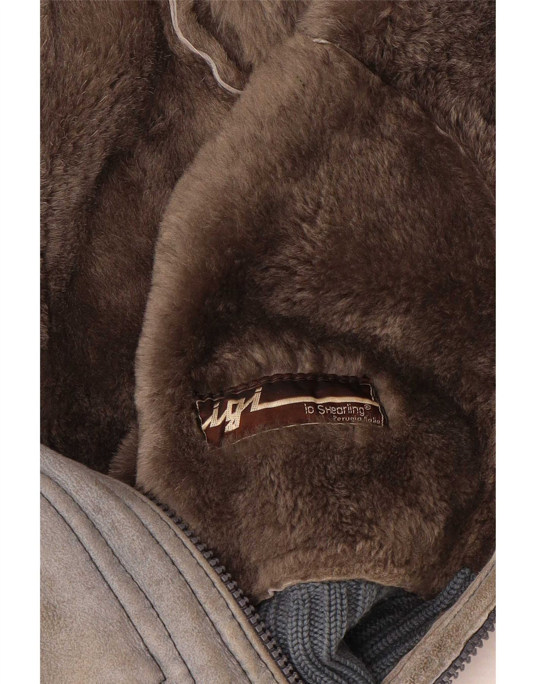 Jaqueta masculina VINTAGE Shearling IT 48 Shearling cinza médio