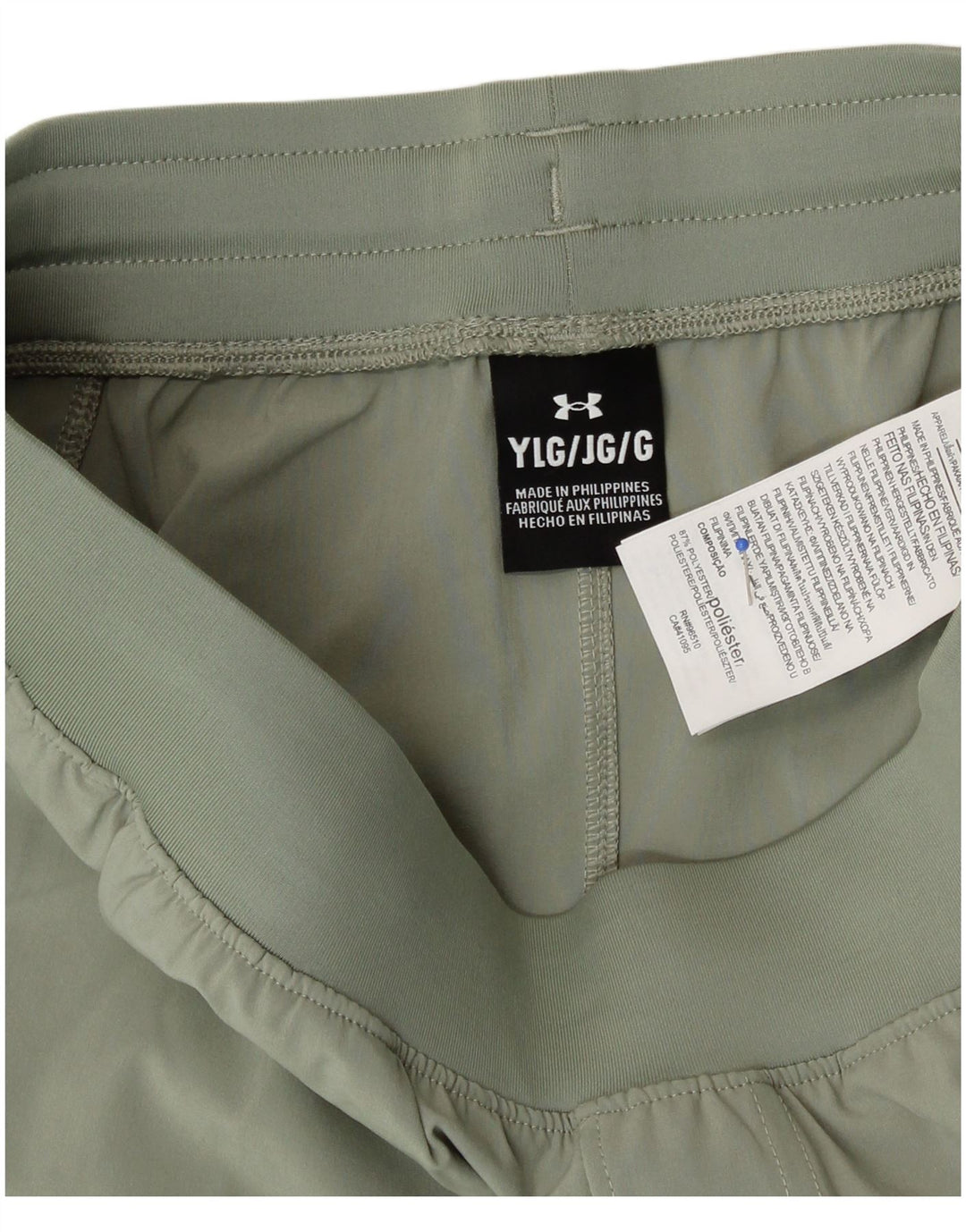 Calça de treino Under Armour Boys 11-12 anos grande verde esportivo