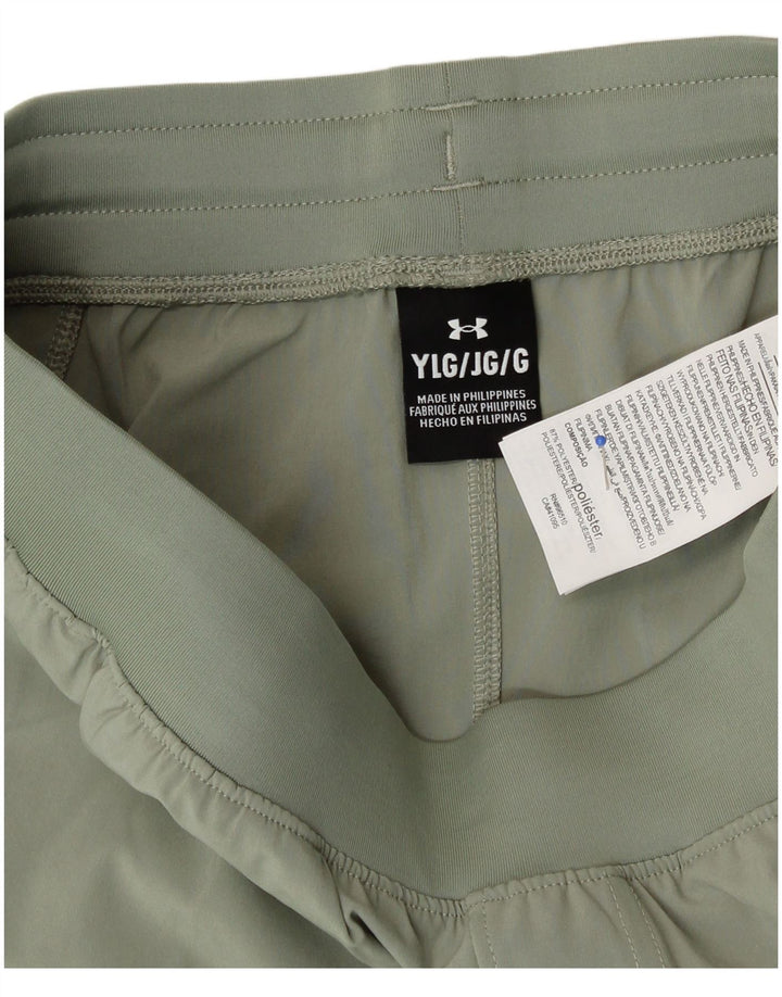 Calça de treino Under Armour Boys 11-12 anos grande verde esportivo