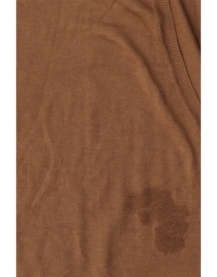 Suéter cardigã feminino Zara manga 3/4 grande Reino Unido 14 marrom médio