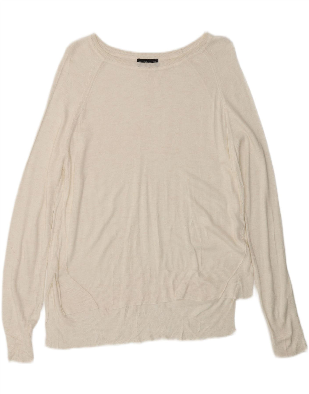 Suéter feminino ZARA com gola canoa UK 14 médio branco