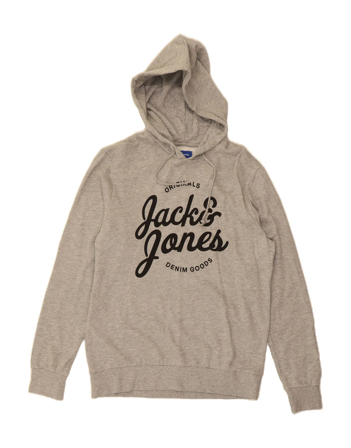 JACK & JONES Mens Graphic Hoodie Jumper Large Grey Cotton Vintage Jack & Jones and Second-Hand Jack & Jones from Messina Hembry 