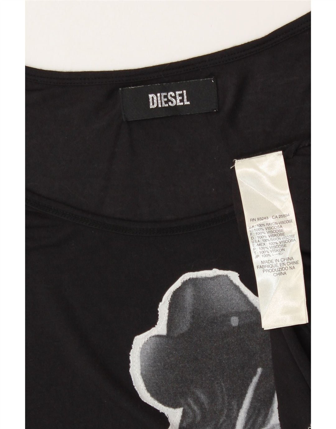 Camiseta feminina diesel Diesel Top UK 16 grande viscose preta