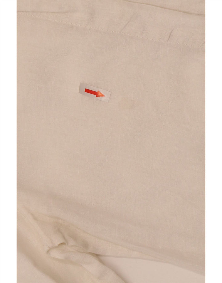 Camisa feminina Max Mara UK 10 pequena linho branco