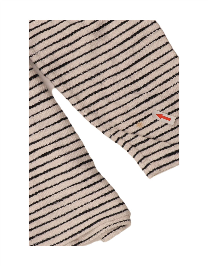Zara Top masculino manga comprida grande algodão listrado branco