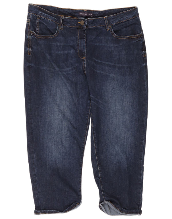Calça jeans feminina Marks & Spencer UK 16 grande W38 L20 azul marinho algodão