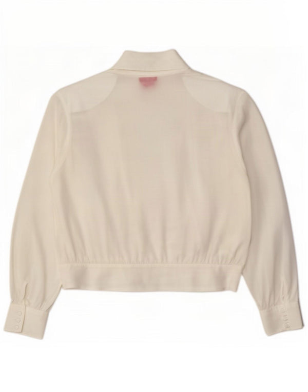 Blusa vintage feminina cropped IT 48 XL poliéster branco