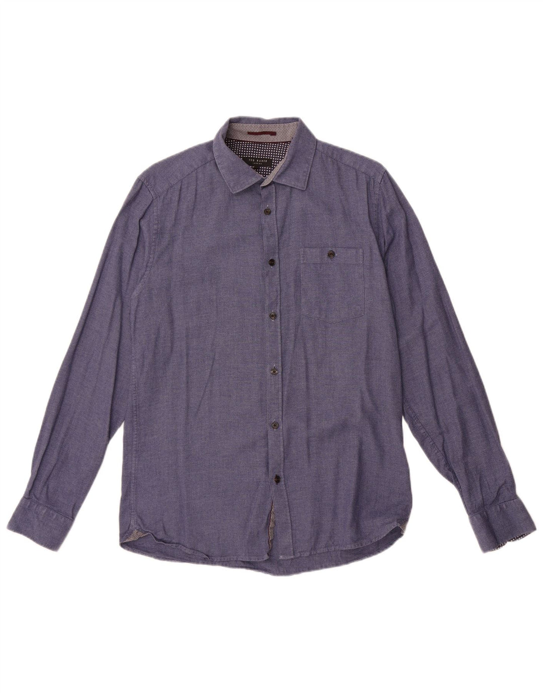 Camisa masculina Ted Baker tamanho 3 algodão azul médio