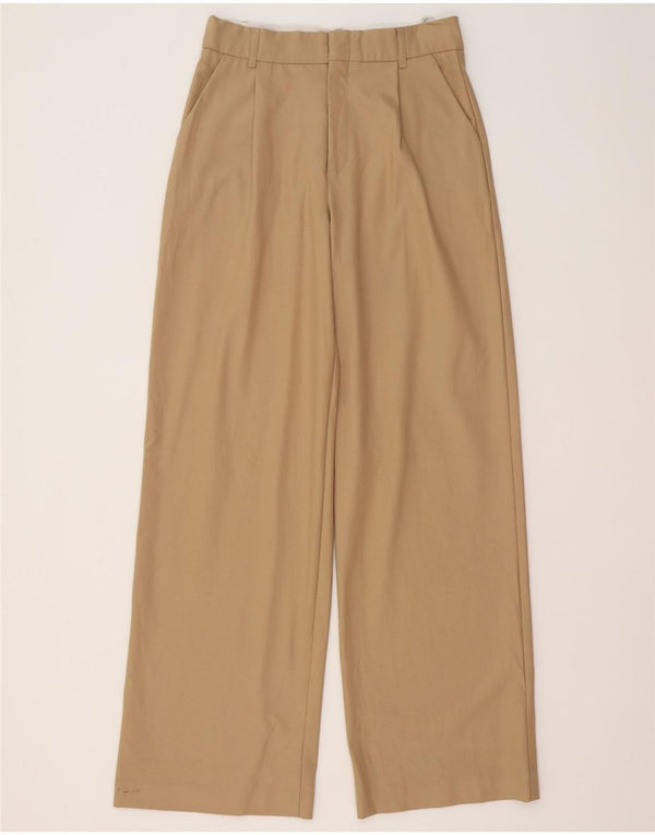 Zara Womens Wide Leg Casual Trousers Small W27 L33 Beige Polyester