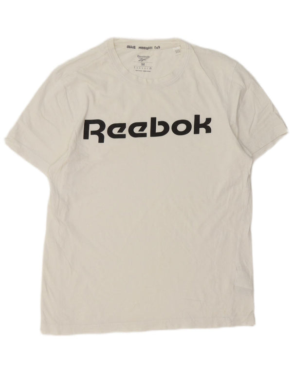 Camiseta gráfica masculina Reebok Top médio algodão branco