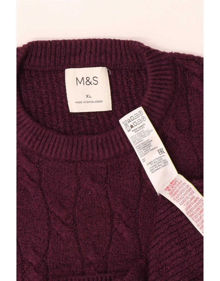 Suéter masculino Marks & Spencer com gola redonda XL poliamida roxa