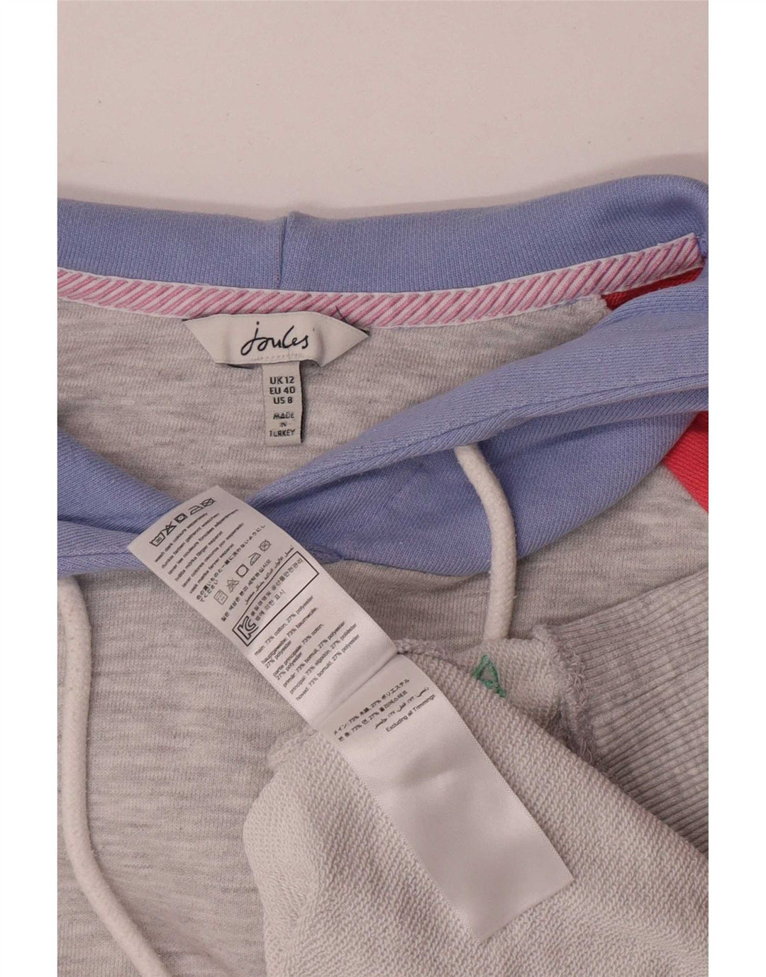 Jumper com capuz feminino Joules UK 12 bloco colorido médio multicolorido
