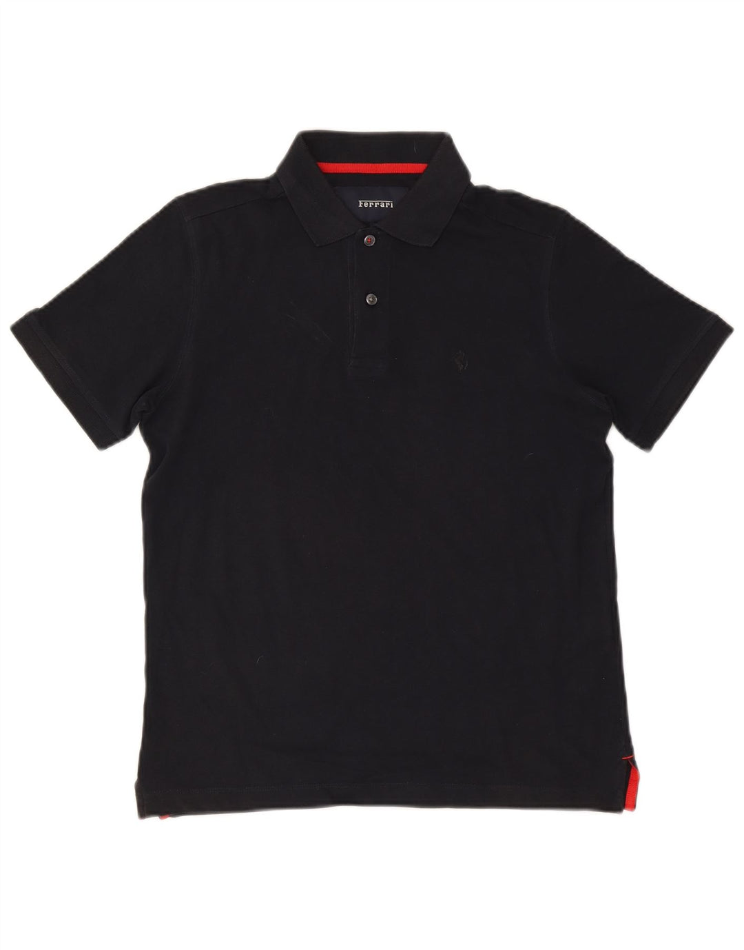Camisa pólo gráfica masculina Ferrari pequena algodão azul marinho