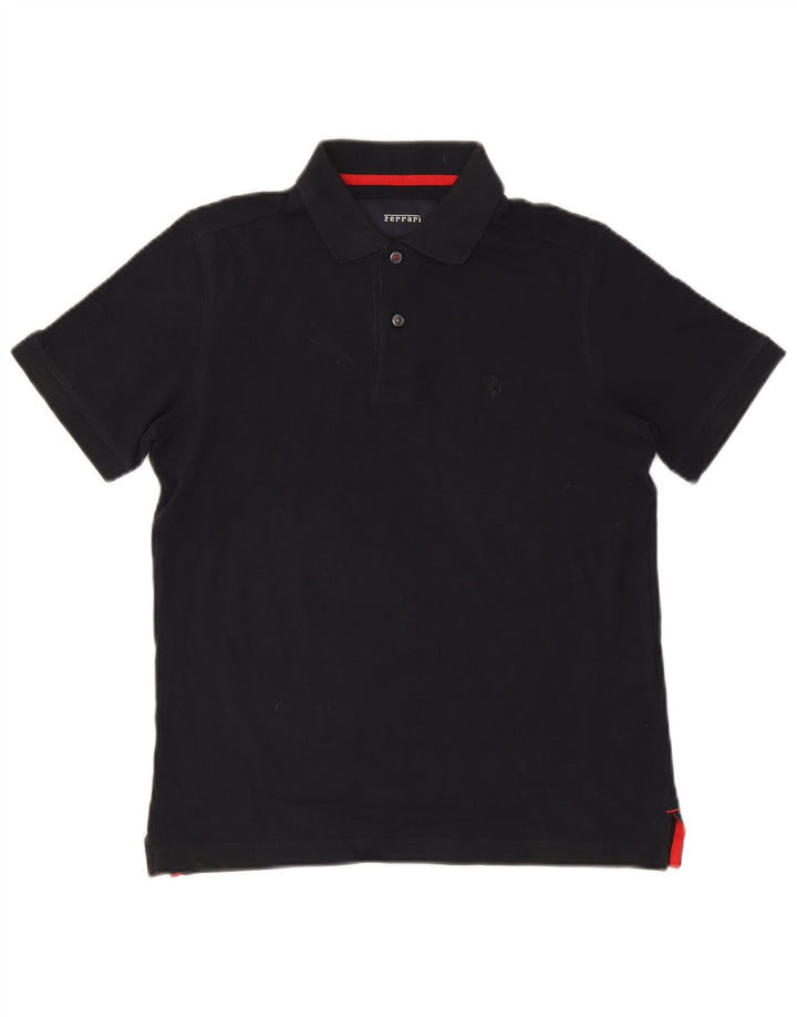 Camisa pólo gráfica masculina Ferrari pequena algodão azul marinho