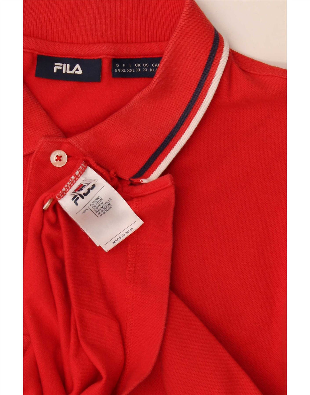 Camisa polo masculina Fila XL listrada vermelha de algodão