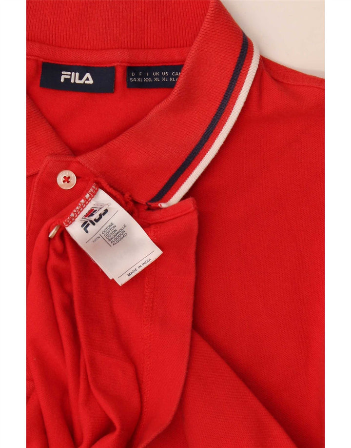 Camisa polo masculina Fila XL listrada vermelha de algodão
