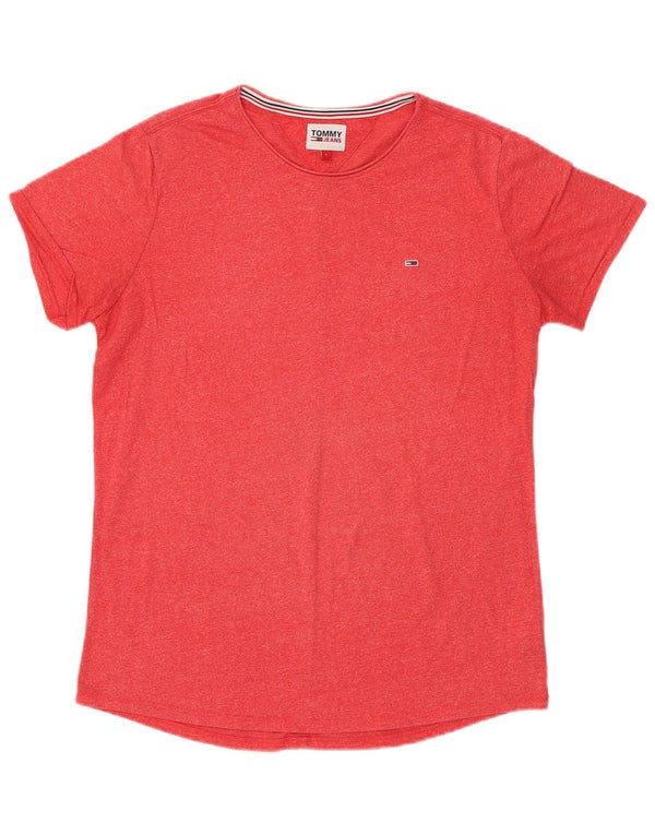 Tommy Hilfiger Camiseta masculina grande de algodão manchado vermelho