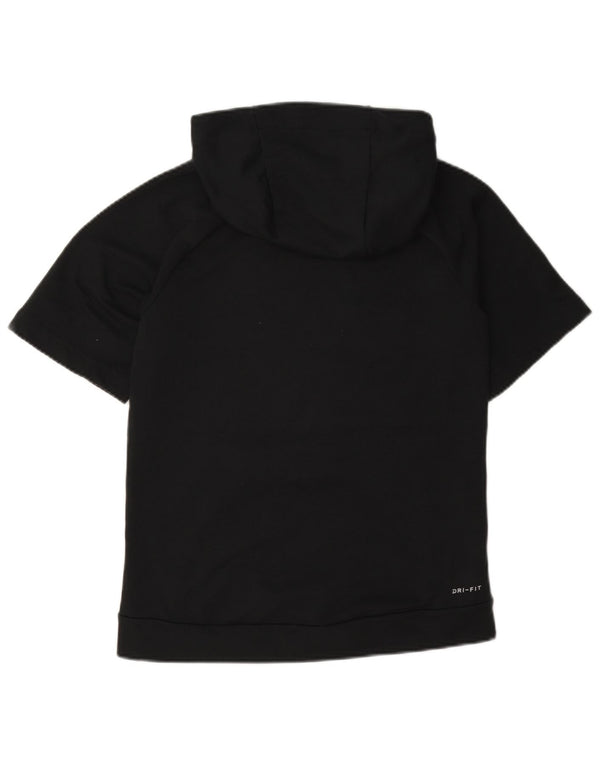Jumper com capuz de manga curta Nike feminino Dri Fit UK 14 grande poliéster preto