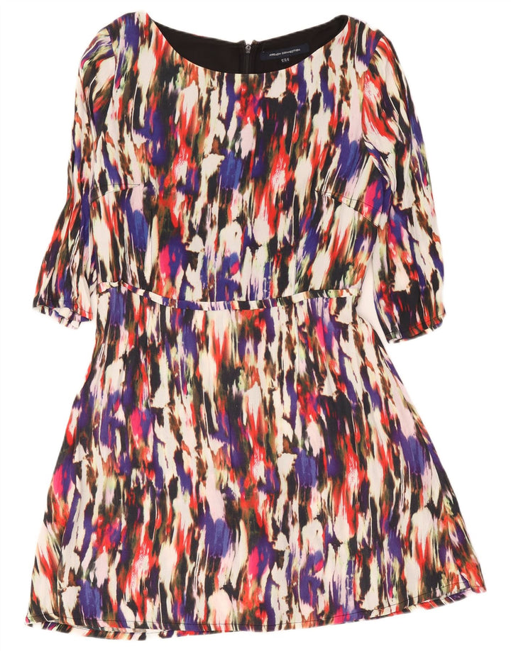Vestido feminino linha A French Connection Reino Unido 14 grande bloco colorido multicolorido