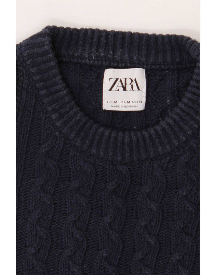 Zara Suéter masculino com gola redonda médio azul marinho