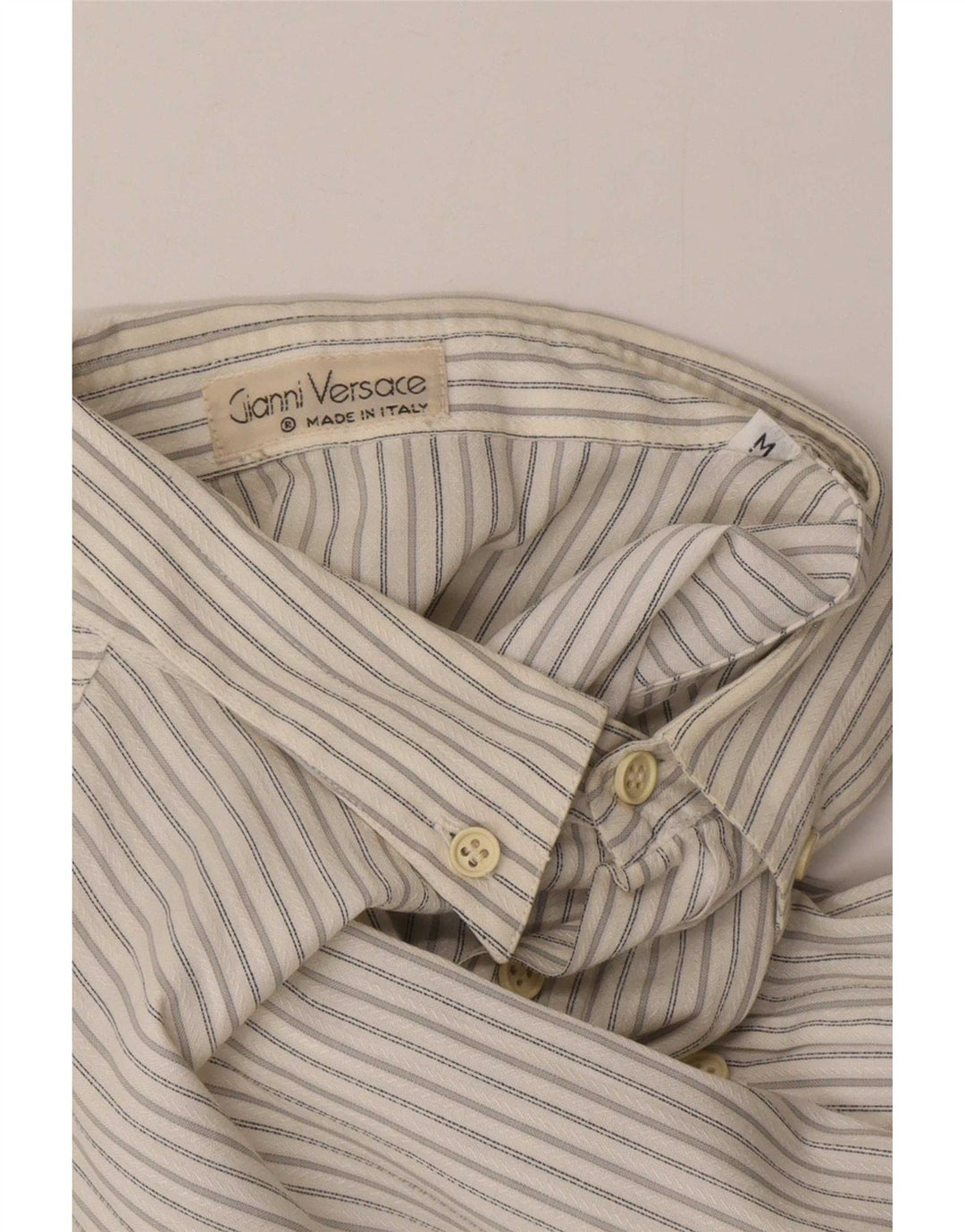 Camisa masculina Gianni Versace média listrada branca