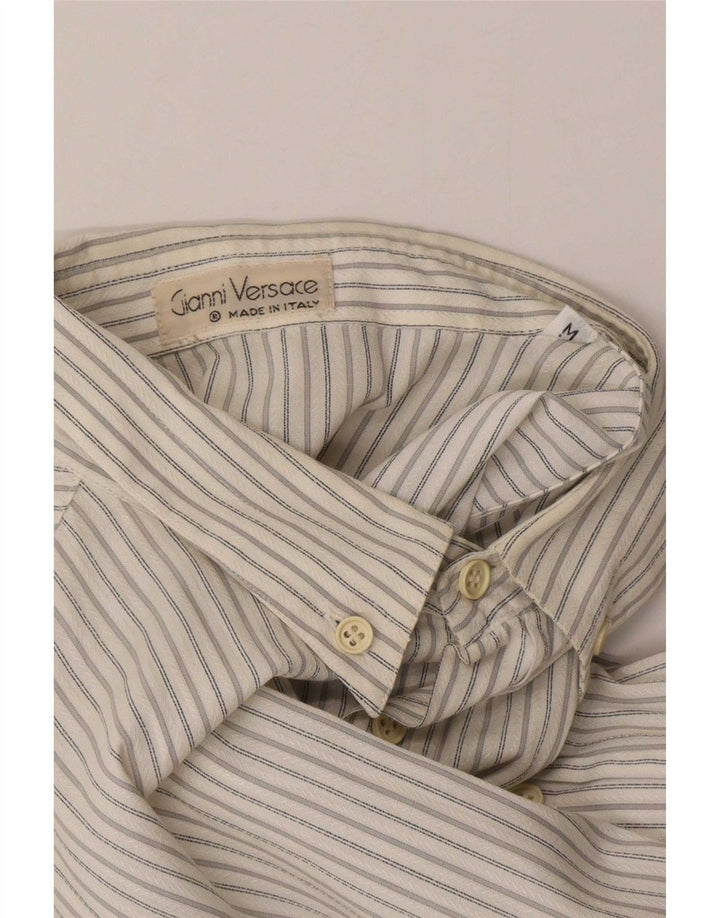 Camisa masculina Gianni Versace média listrada branca