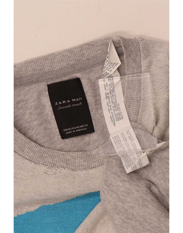 Zara Moletom Masculino Jumper Médio Cinza Listrado