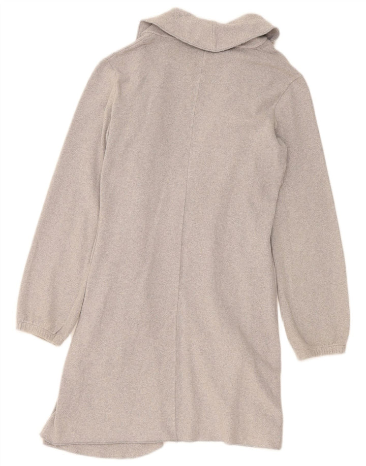 Suéter feminino Benetton Longline Open Cardigan Reino Unido 14 Médio Cinza